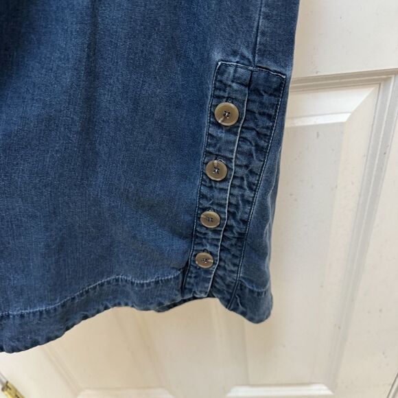 Soft Surroundings Positano Getaway V Neck Shift Dress Sz S Chambray Denim Tencel - Picture 7 of 10